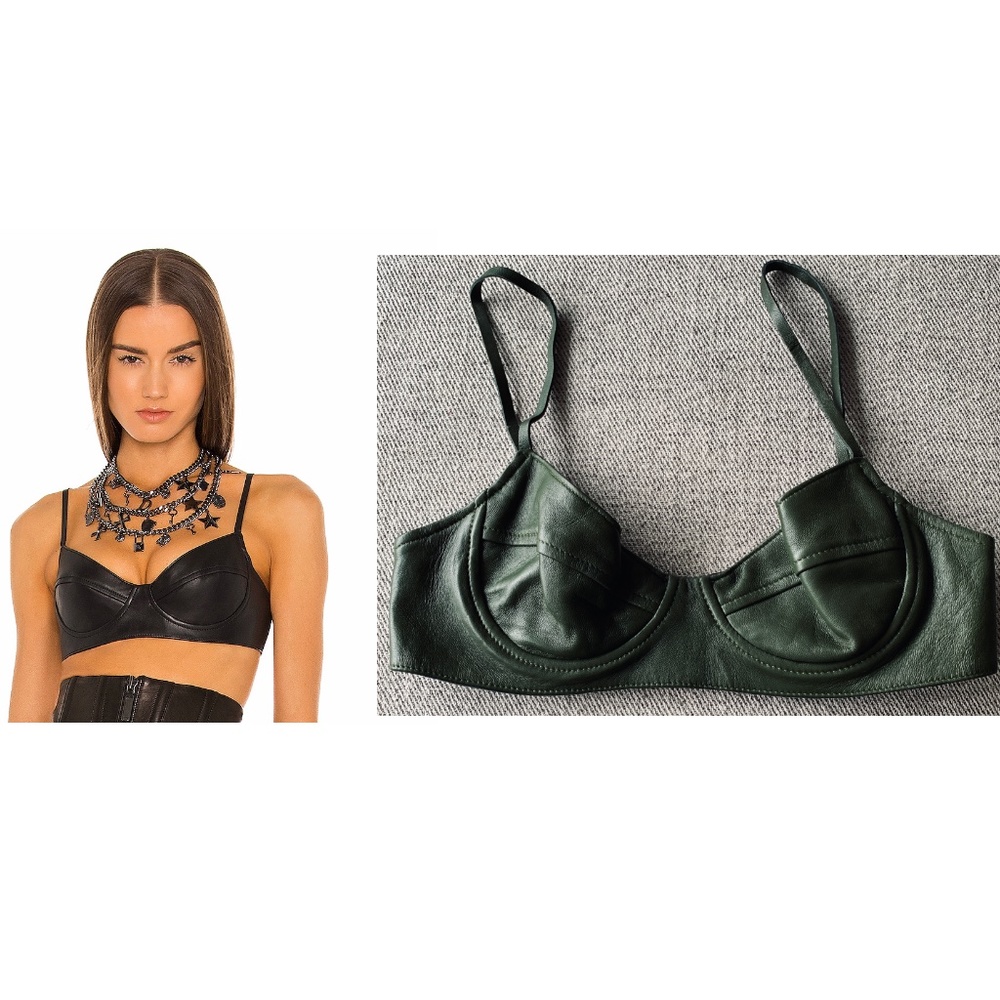 DUNDAS Black Leather Bralette Top
